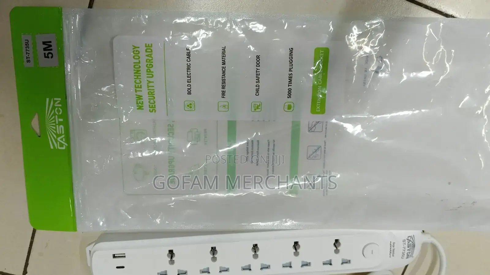 Heavy Duty 5way Extension With 2usb Port and Type C Ports- St7735u
