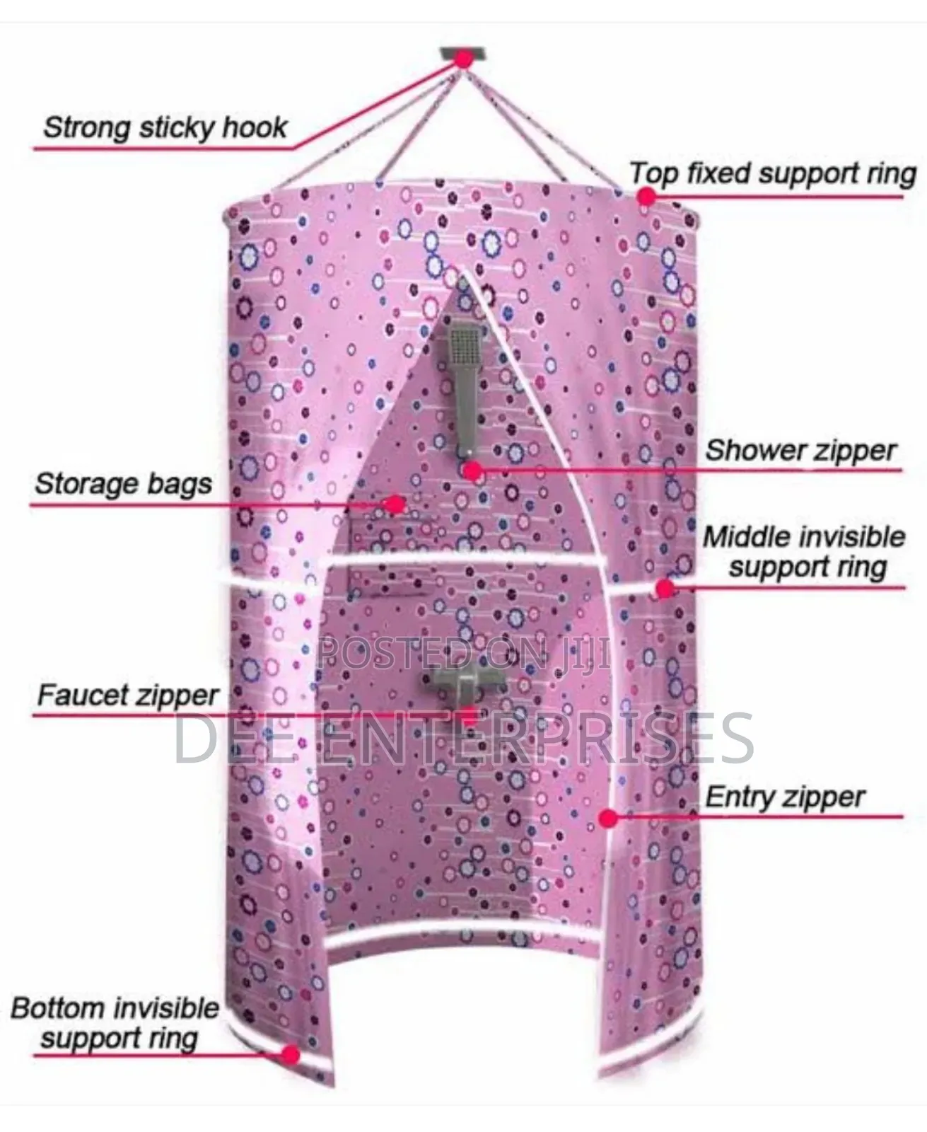 Portable Foldable Round Waterproof Fabric Shower Cubicle