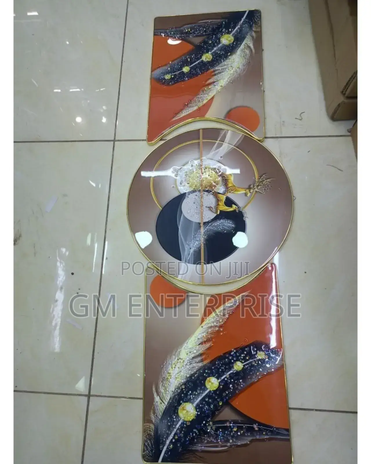 *3pcs Crystal Porcelain Decorative Painting *