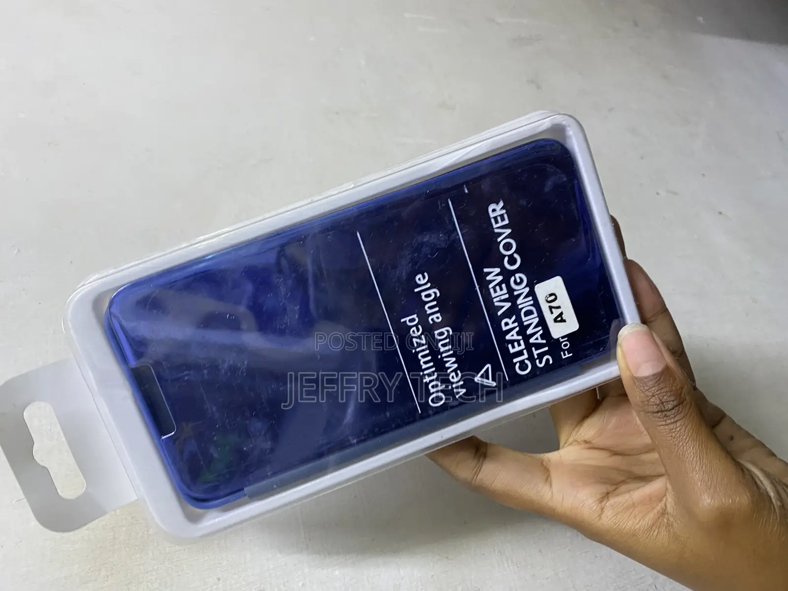 Hkess Clear View Case Compatible for Samsung Galaxy A70 Standing Flip