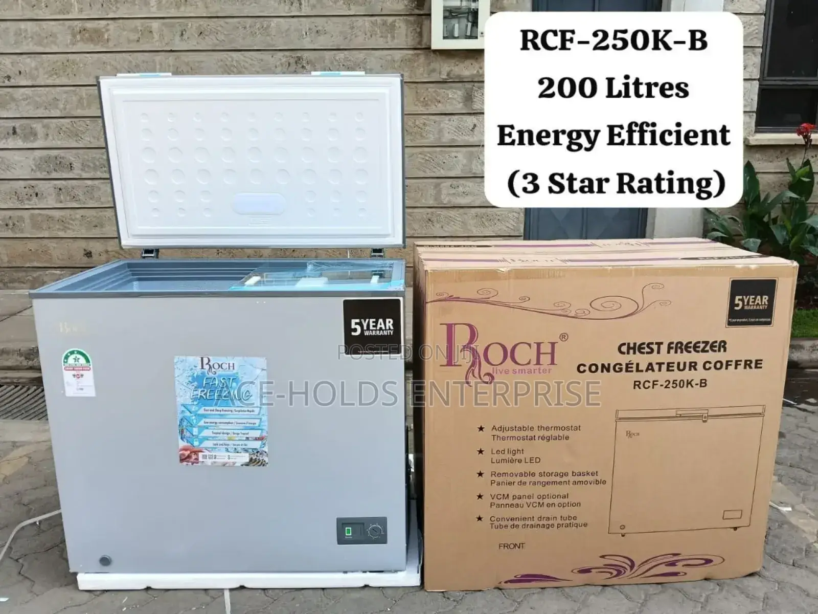 Roch 200l Chest Freezer Energy Efficient RCF-250-K-B (200 Litres)