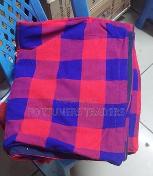 Blue Checked Red Maasai Fleece Blanket - thumbnail 2