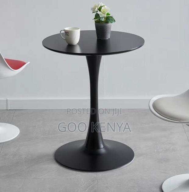 Home Table; Modern Round Patio Table With Wooden Top - thumbnail 2