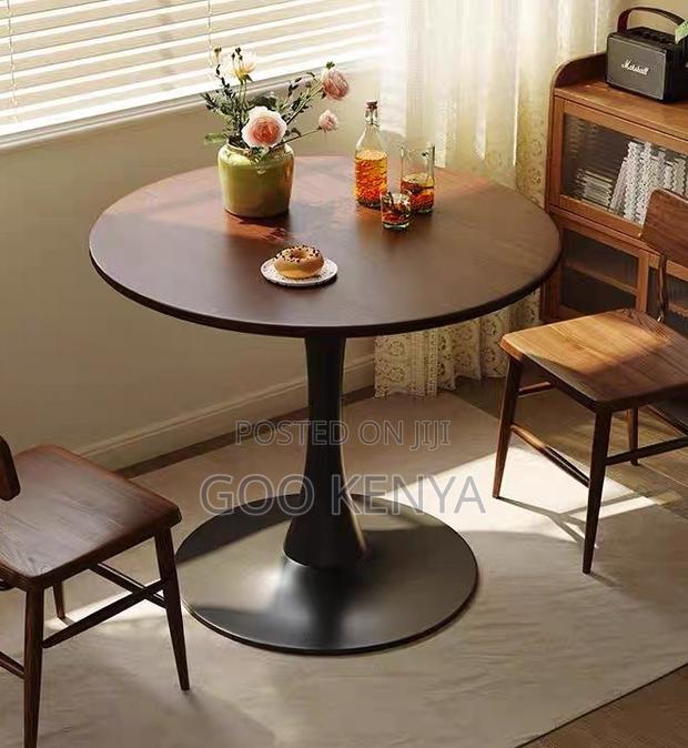 Home Table; Modern Round Patio Table With Wooden Top - thumbnail 3