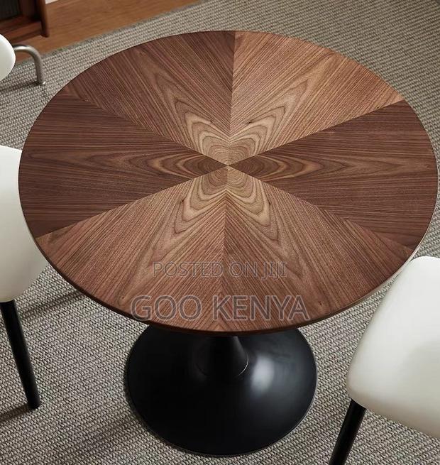 Home Table; Modern Round Patio Table With Wooden Top - thumbnail 6