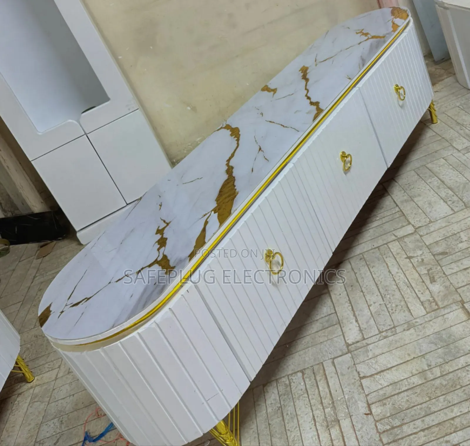 6ft Marble Coating Modern Tv Stand With Storages