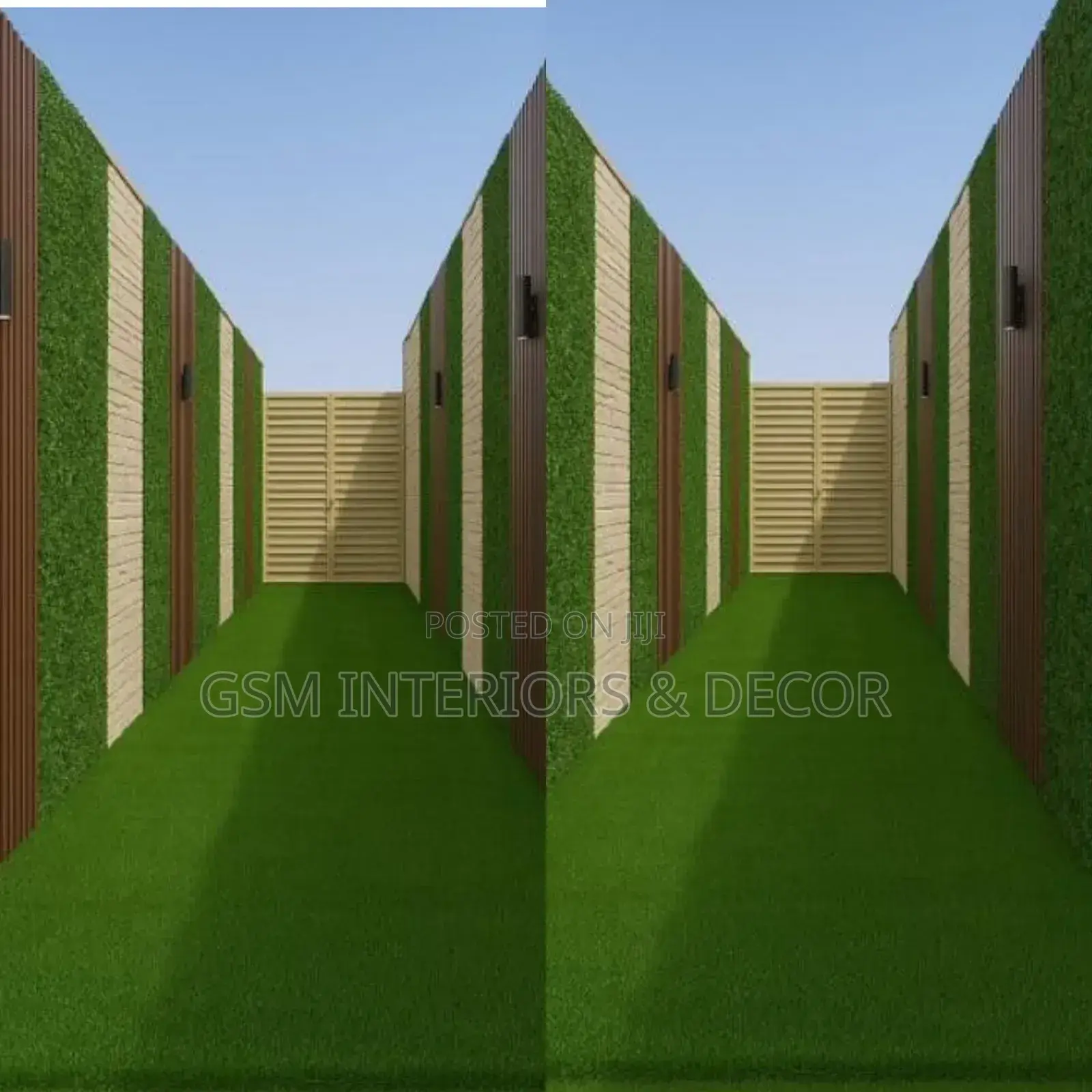 Ornamental Artificial Green Grass With Wall Decors
