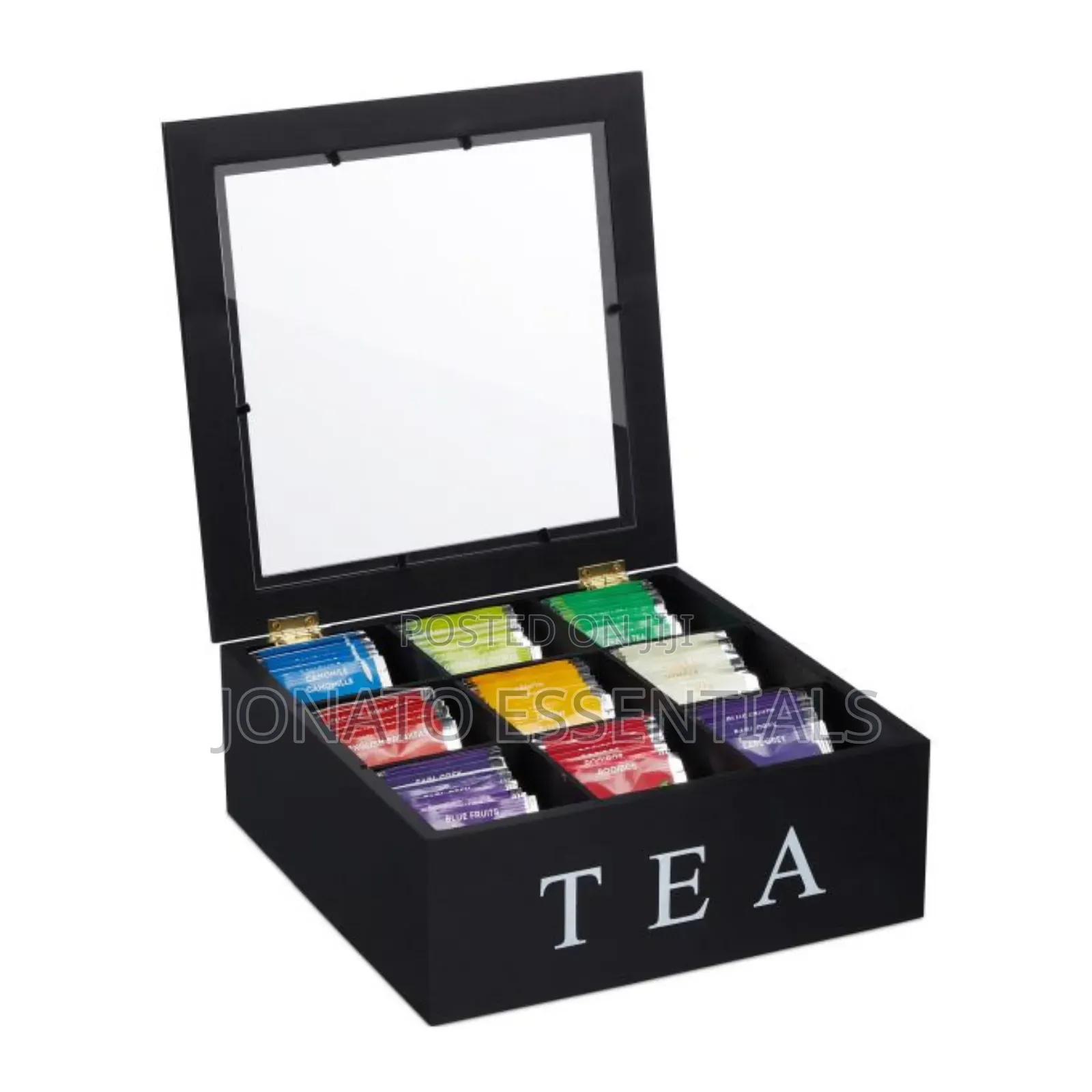 Wood Tea Bag Organizer Box With Ketepa Tea Bags 9 Slot