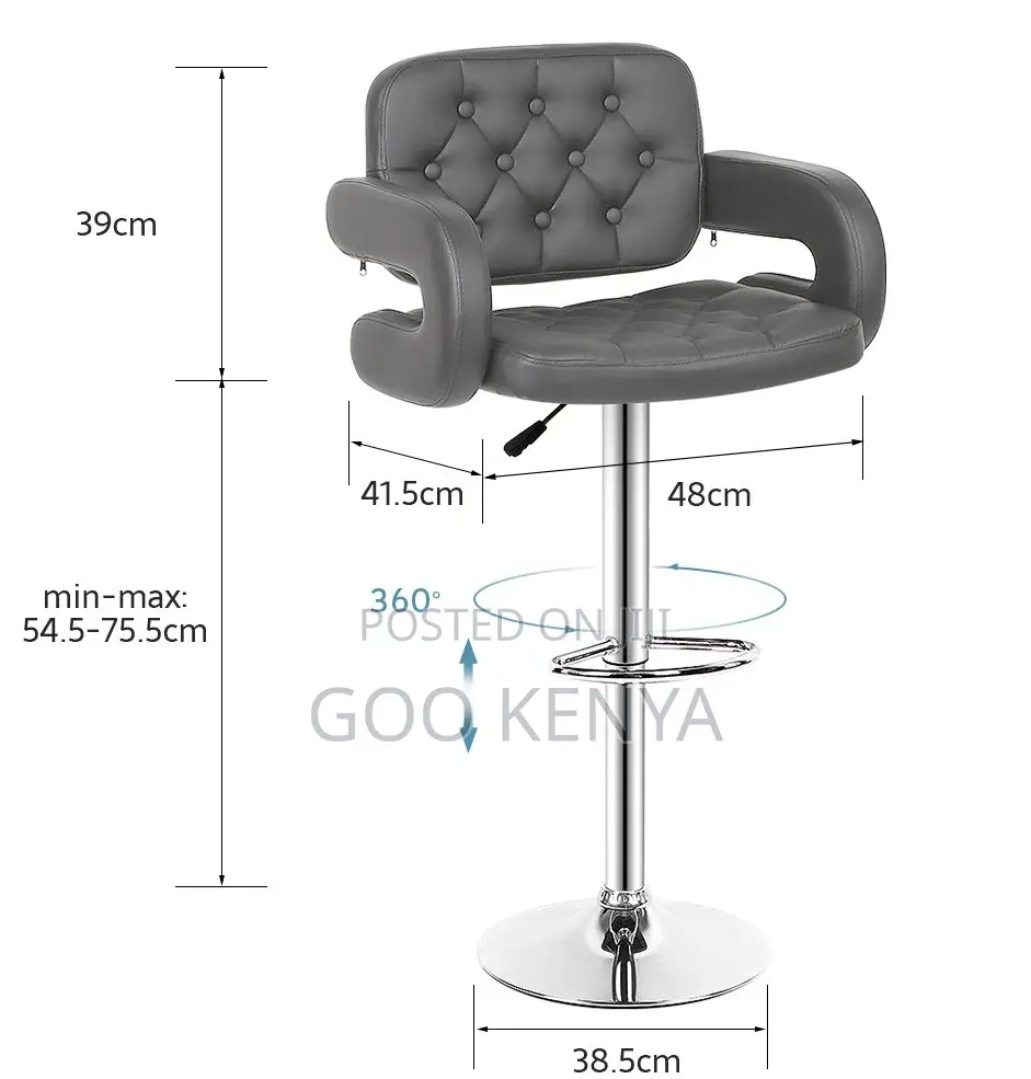 Home Kitchen Stool; Luxury Synthetic Leather Bar Stool Chrome Base