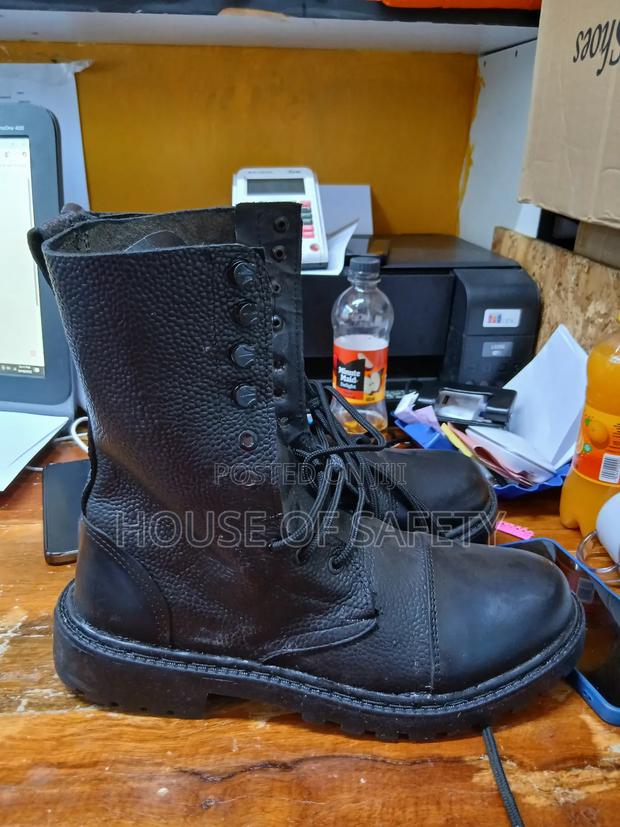 Black Industrial Leather Guard Boots