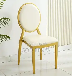 Home Chair; Leather Padded Outdoor Chair With Gold Legs