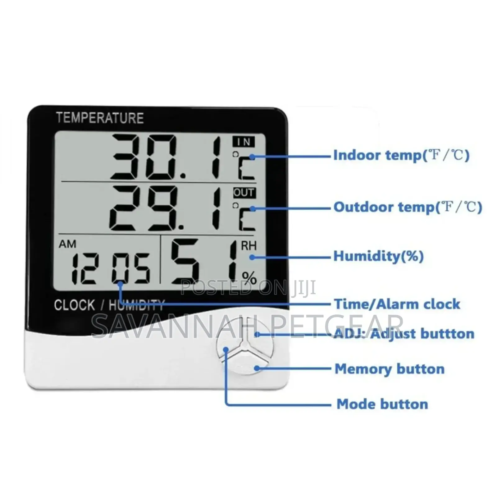 HTC-2 Indoor - Outdoor Temperature Humidity Meter With Probe