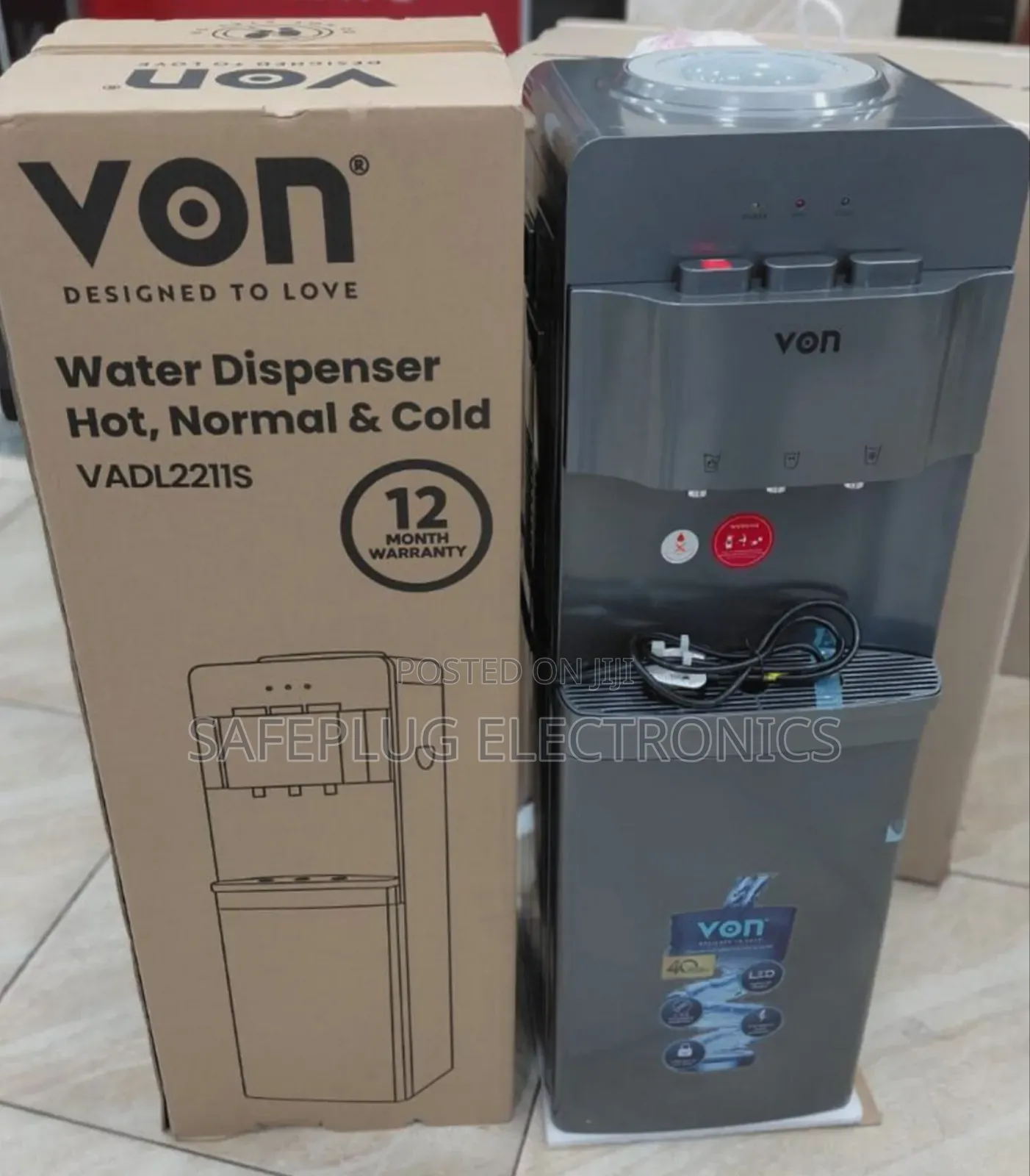 Von Hot, Normal and Cold Water Dispenser, 3 Taps (Vadl2211s)