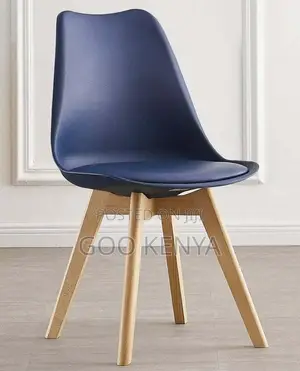 Home Chair; Padded Leather Cushioned Plastic Chair With Wood Base