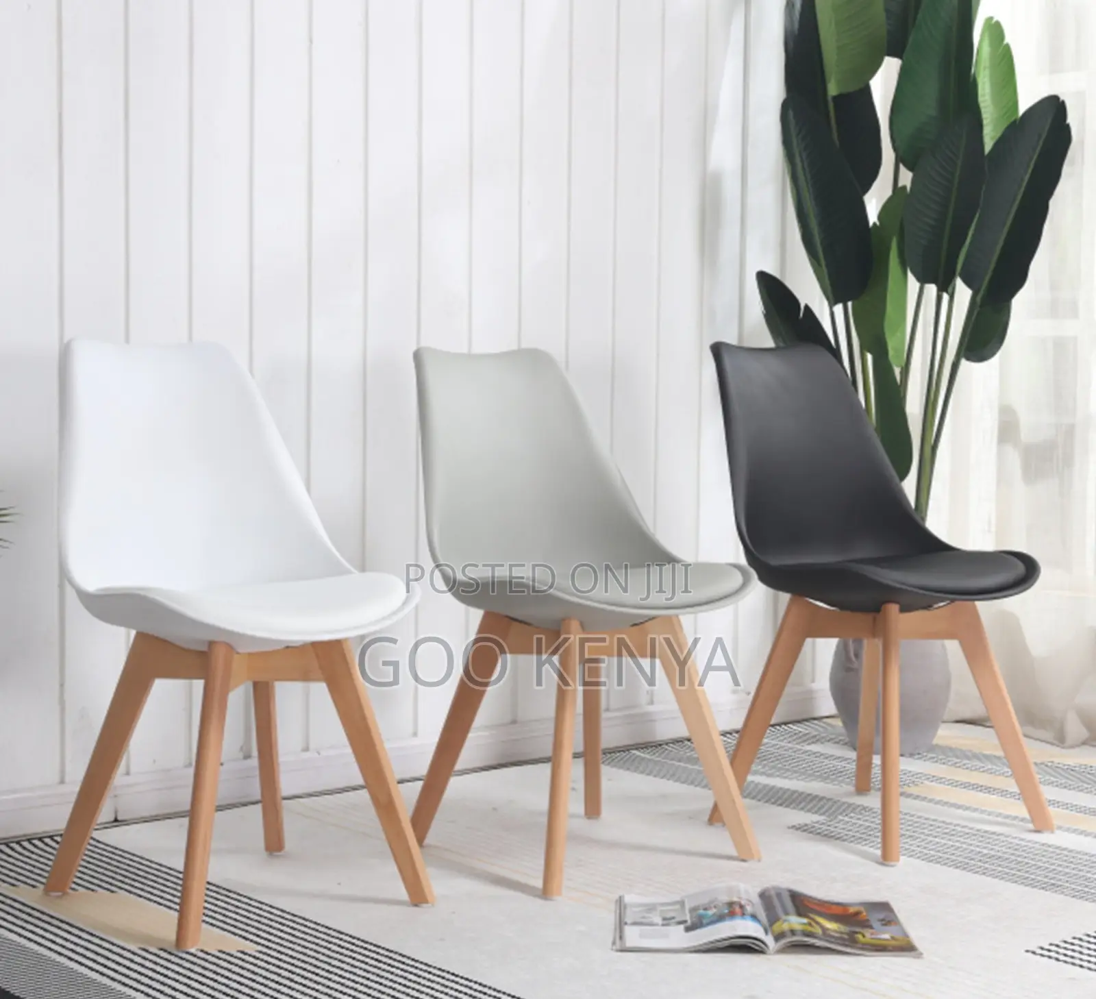 Home Chair; Modern Plastic Shell Chair With Leather Padding