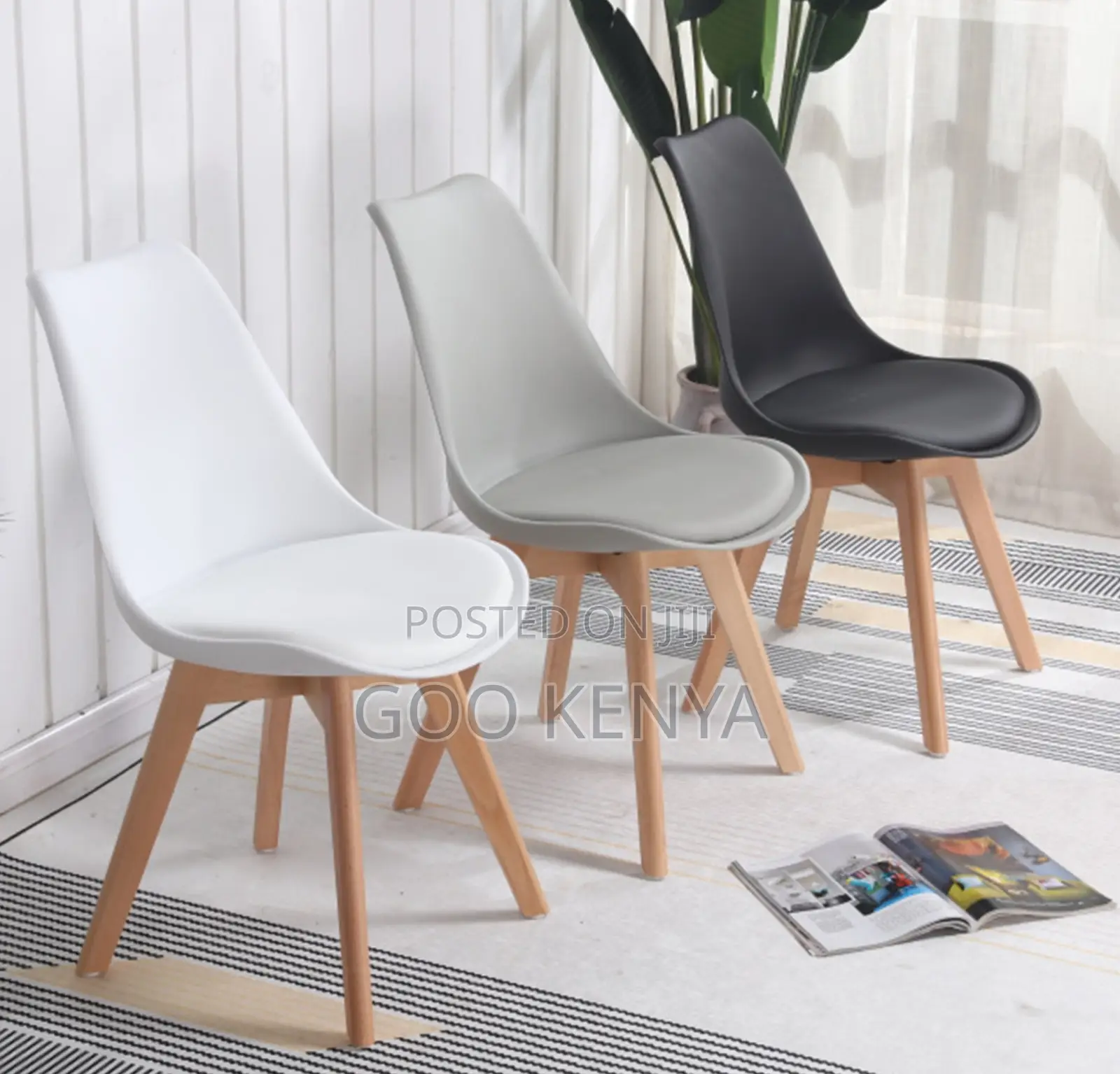 Home Chair; Modern Plastic Shell Chair With Leather Padding