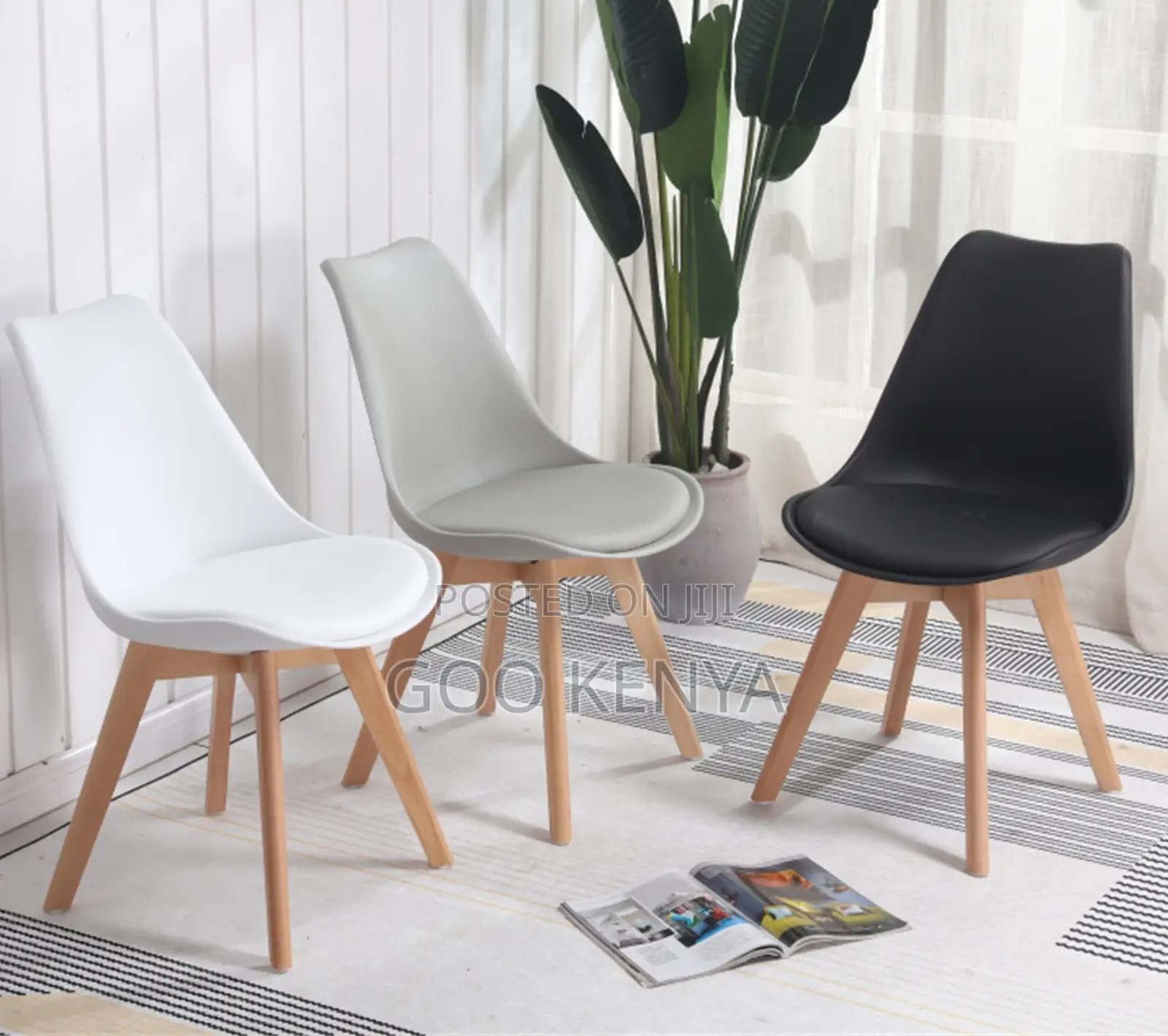Home Chair; Modern Plastic Shell Chair With Leather Padding