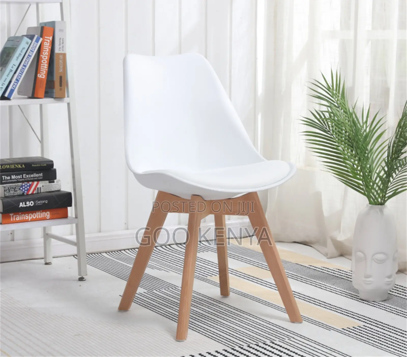 Home Chair; Modern Plastic Shell Chair With Leather Padding