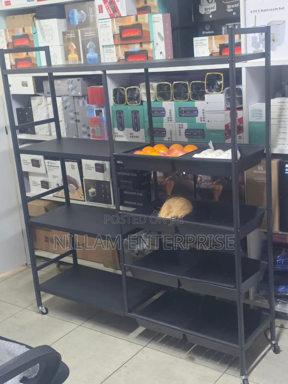 Multifunctional Strong Metallic Kitchen Rack With Movable Wheels*