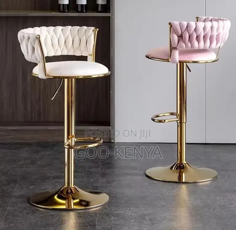 Home Kitchen Stool; Gold Metal Base With Adjustable Modern Bar Stool