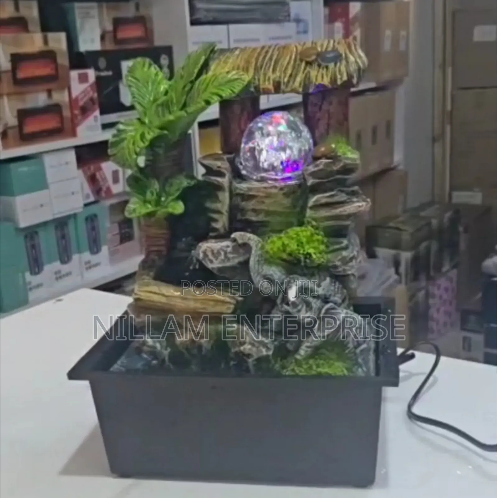Elephant Mother and Child Rockery Resin Tabletop Fountain*