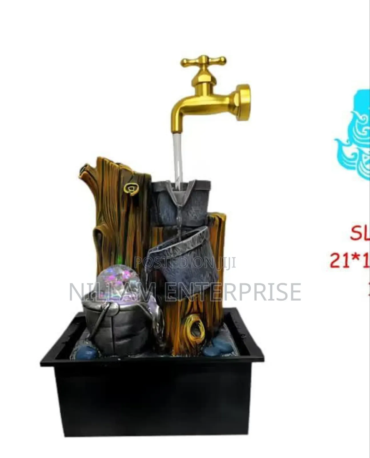 Vintage Bucket Led Tabletop Fountain With Floating Faucet*