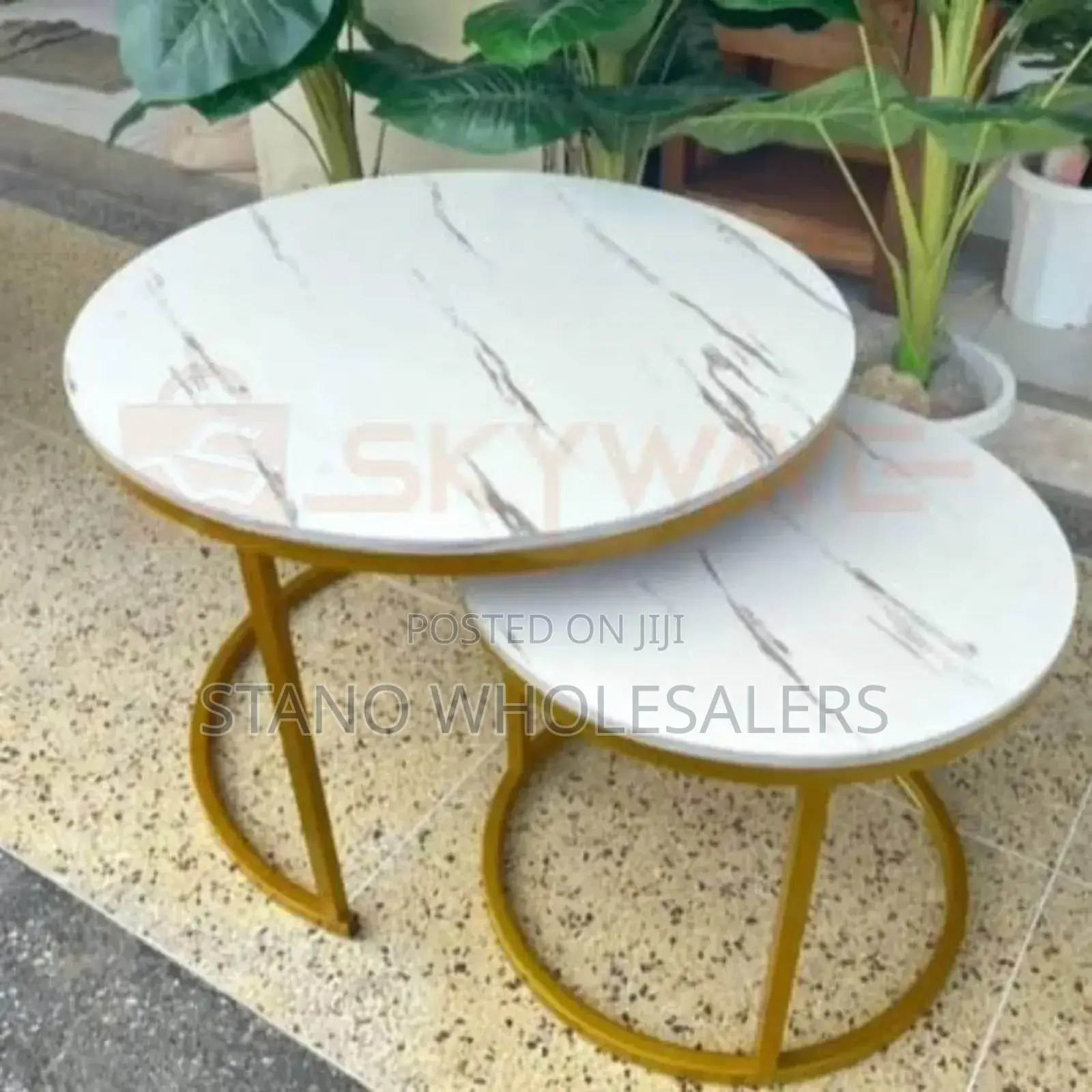 2 In 1 Marble Table With Glass Top