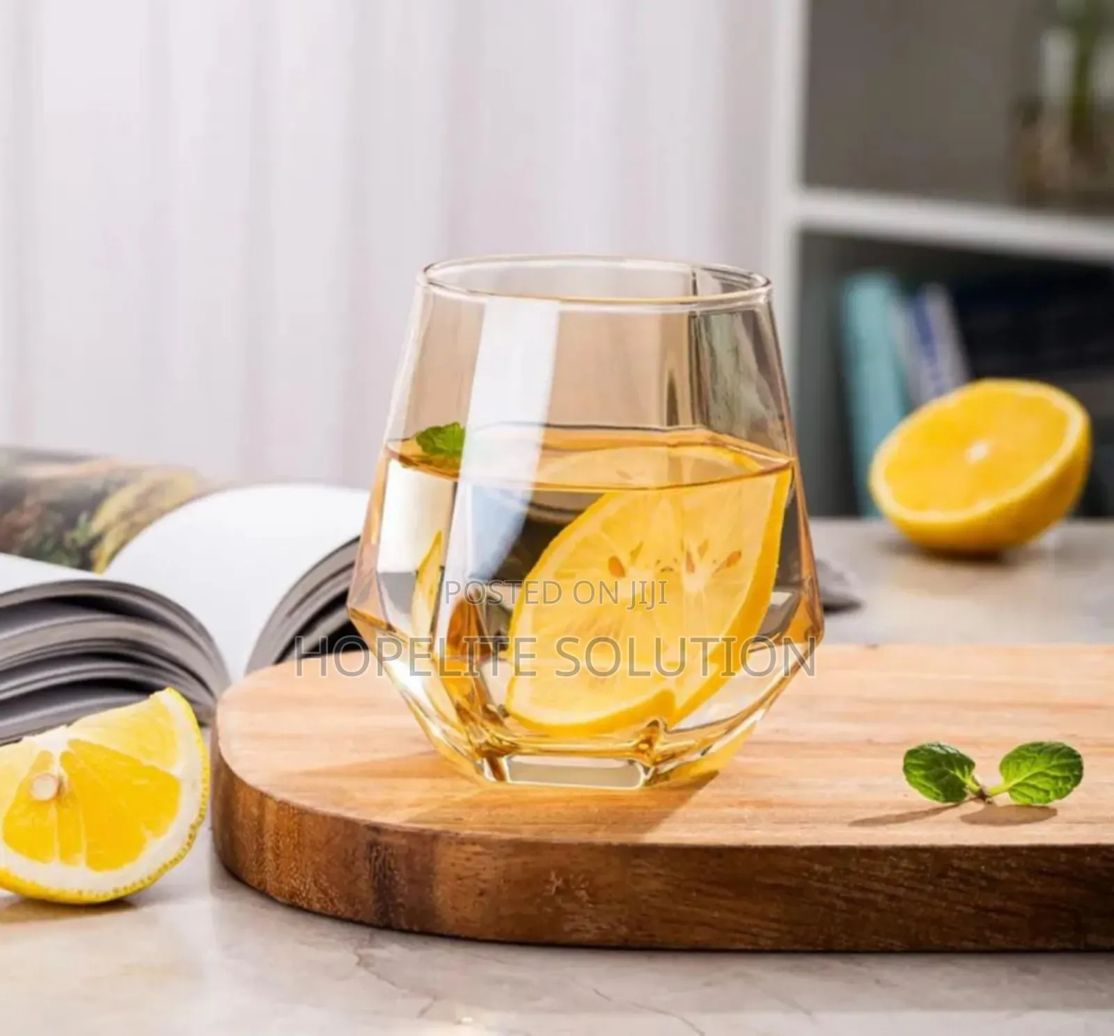 6pcs Gold Hexagonal Glass