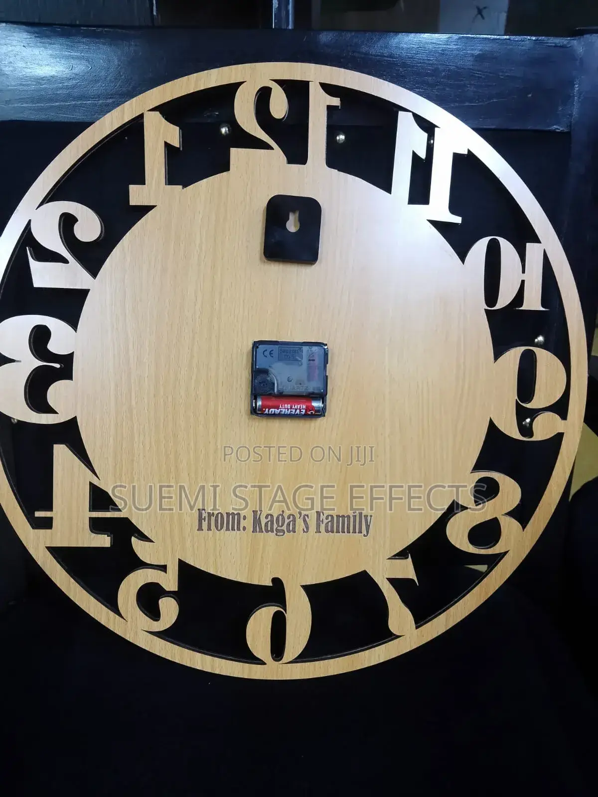 Custom Round Wooden Wall Clock – Personalized Engraving (45cm)