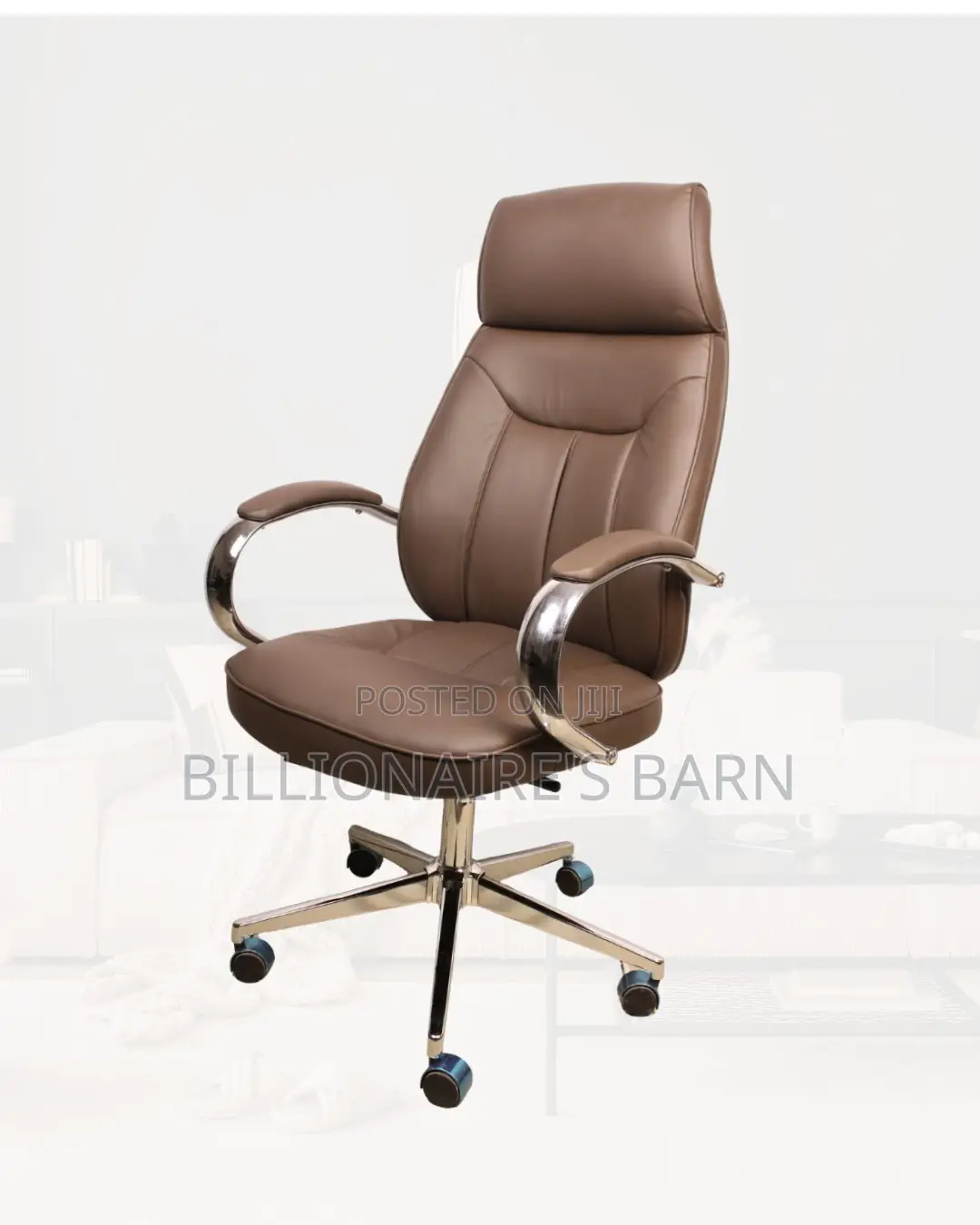Quiet-Roll Brown Executive Leather Office Chair | Lumbar Support