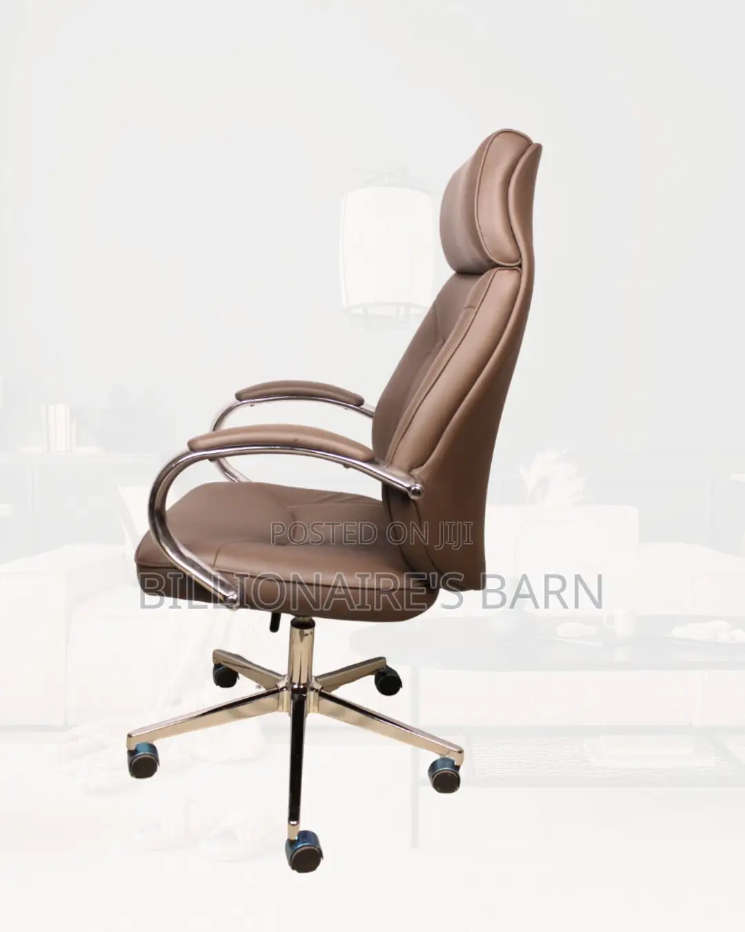 Quiet-Roll Brown Executive Leather Office Chair | Lumbar Support