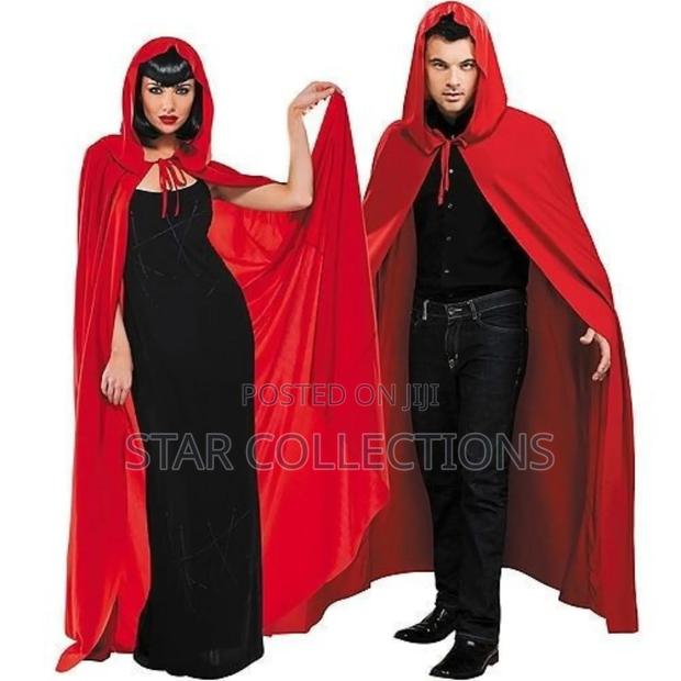 Long Red Velvet Halloween Cape - main view