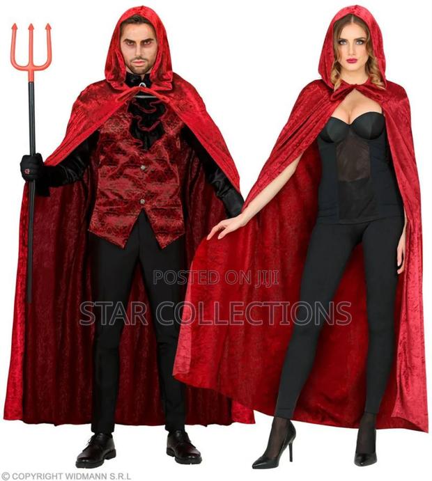 Long Red Velvet Halloween Cape - thumbnail 4