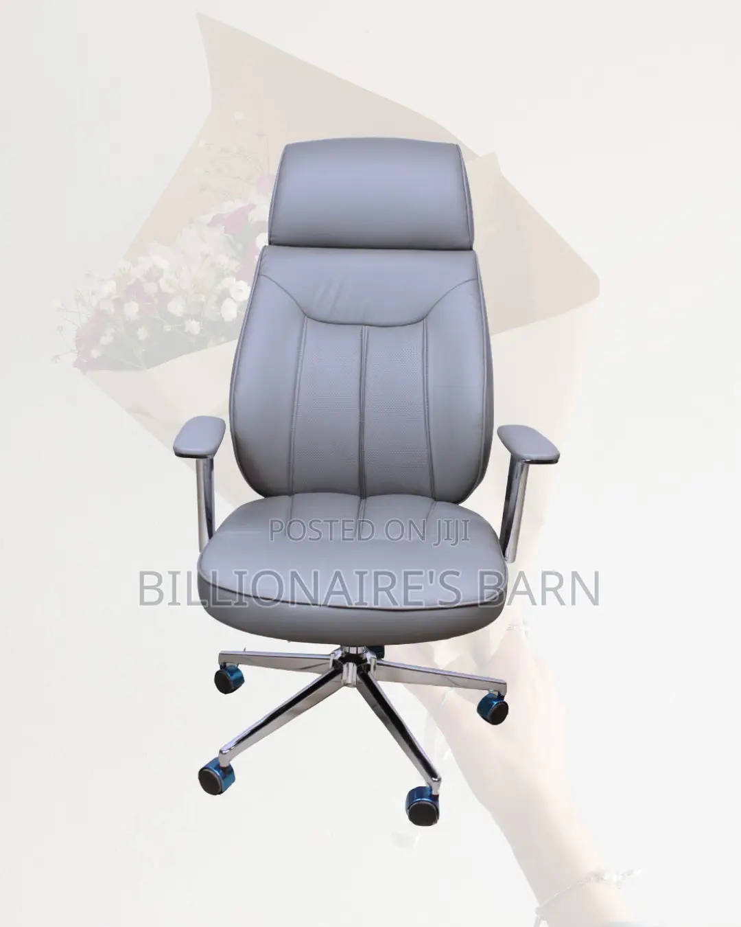 Grey Executive Leather Office Chair (Heavy-Duty) — Moving Fast