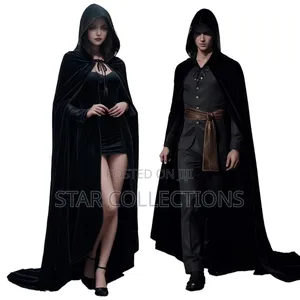 Long Black Velvet Halloween Cape