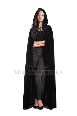 Long Black Velvet Halloween Cape