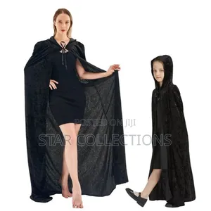 Long Black Velvet Halloween Cape
