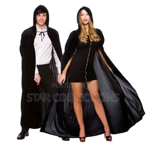 Long Black Velvet Halloween Cape