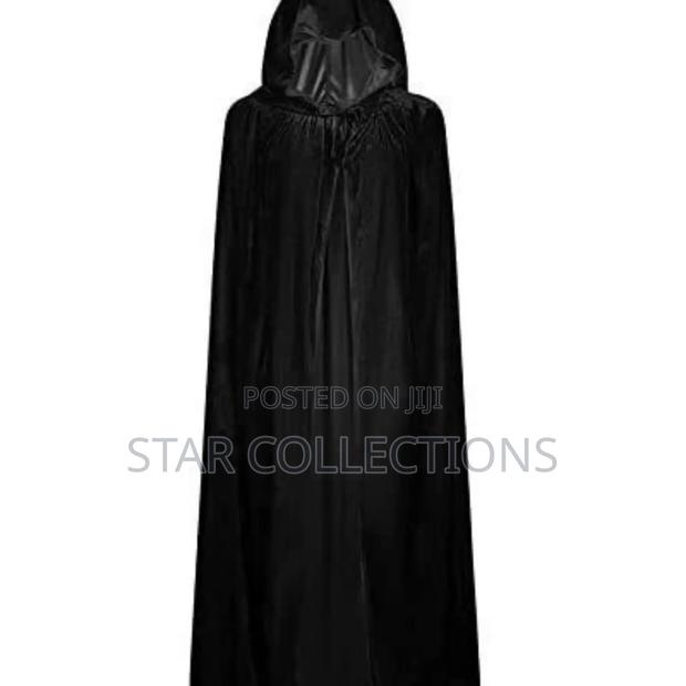 Long Black Velvet Halloween Cape - thumbnail 7
