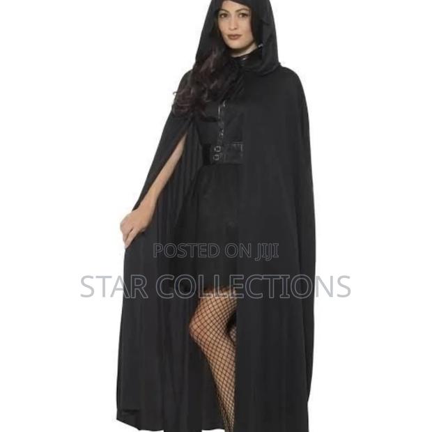 Long Black Velvet Halloween Cape - thumbnail 6