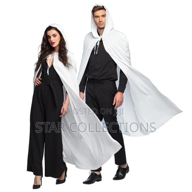 Long White Velvet Halloween Cape - main view