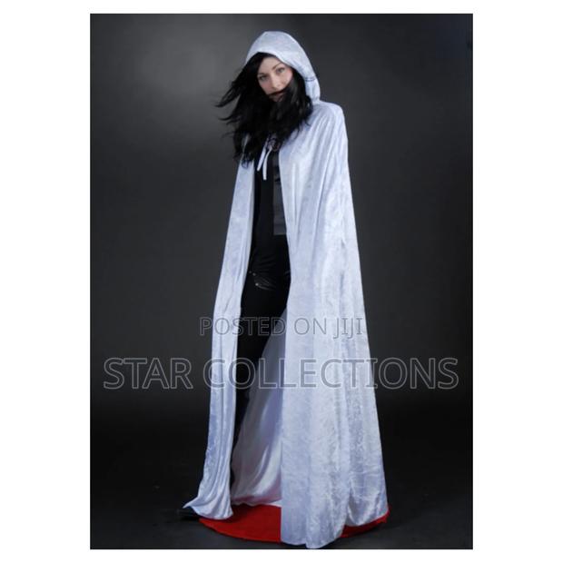 Long White Velvet Halloween Cape - thumbnail 2