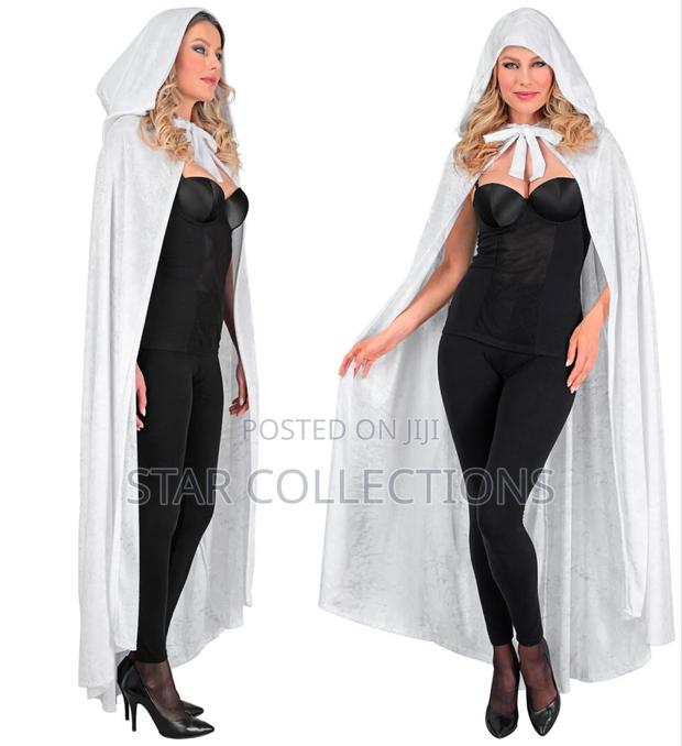 Long White Velvet Halloween Cape - thumbnail 3