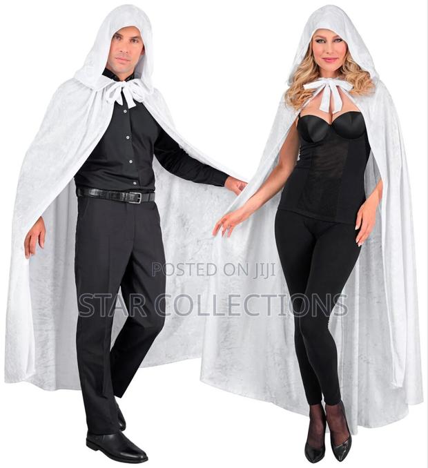 Long White Velvet Halloween Cape - thumbnail 4