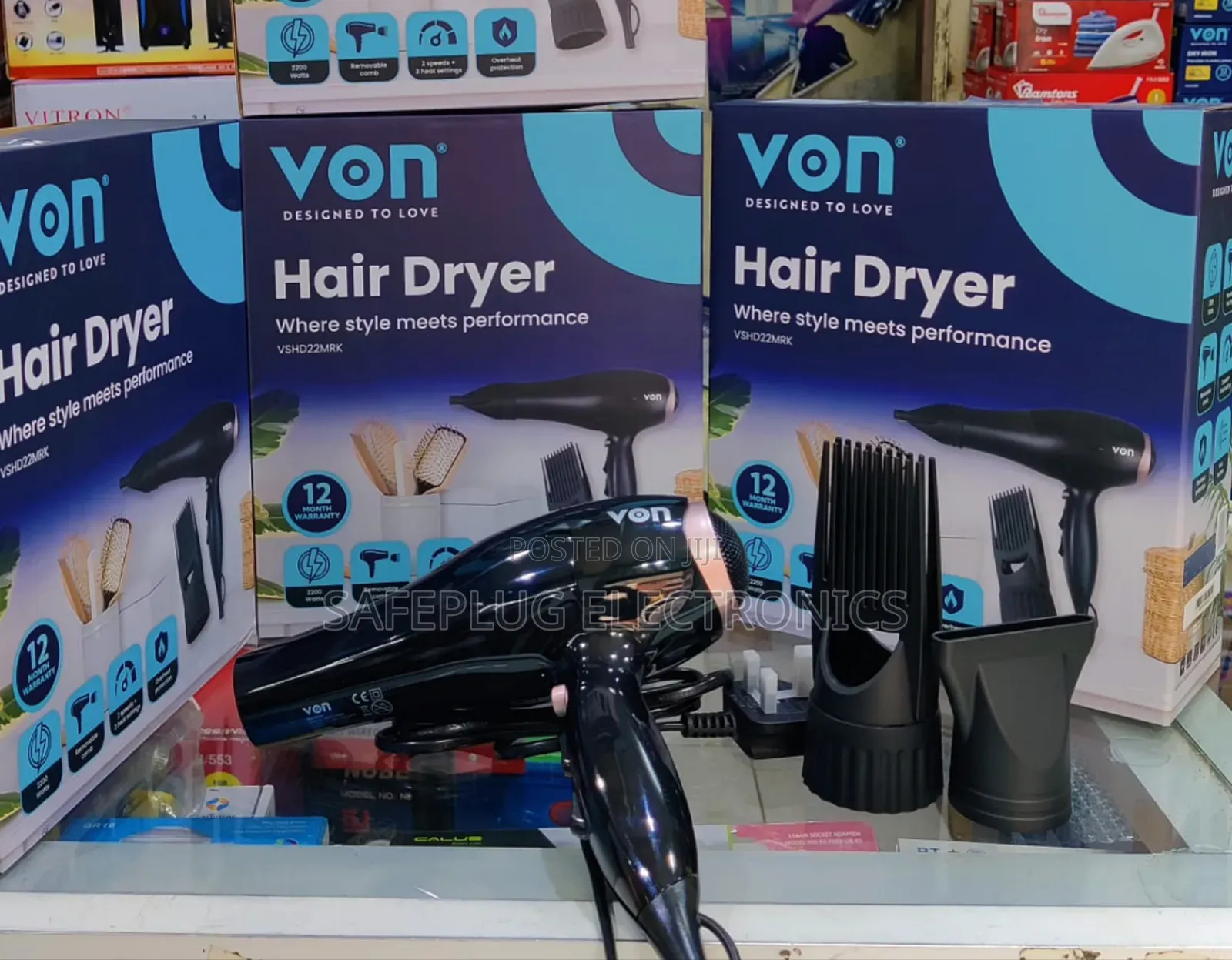 2200watts - Von Hair Dryer With 2 Speed 3 Heat Settings
