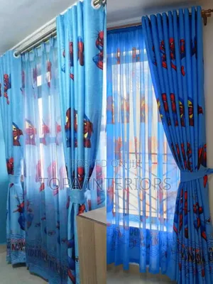 Kids Bedroom Cartoon Themed Spider Man Curtains