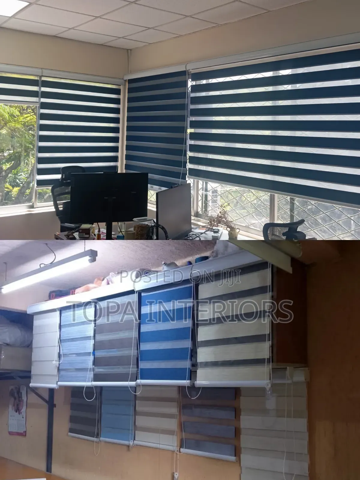 Decorative Horizontal Zebra Office Roller Blinds for Privacy