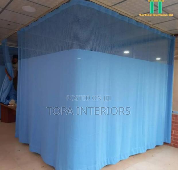 Blue Vertical Hospital Curtains for Patient Privacy
