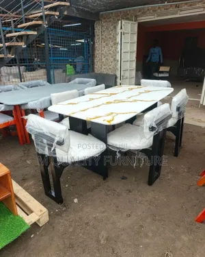 Black and White Dining Set.With a Mable Top