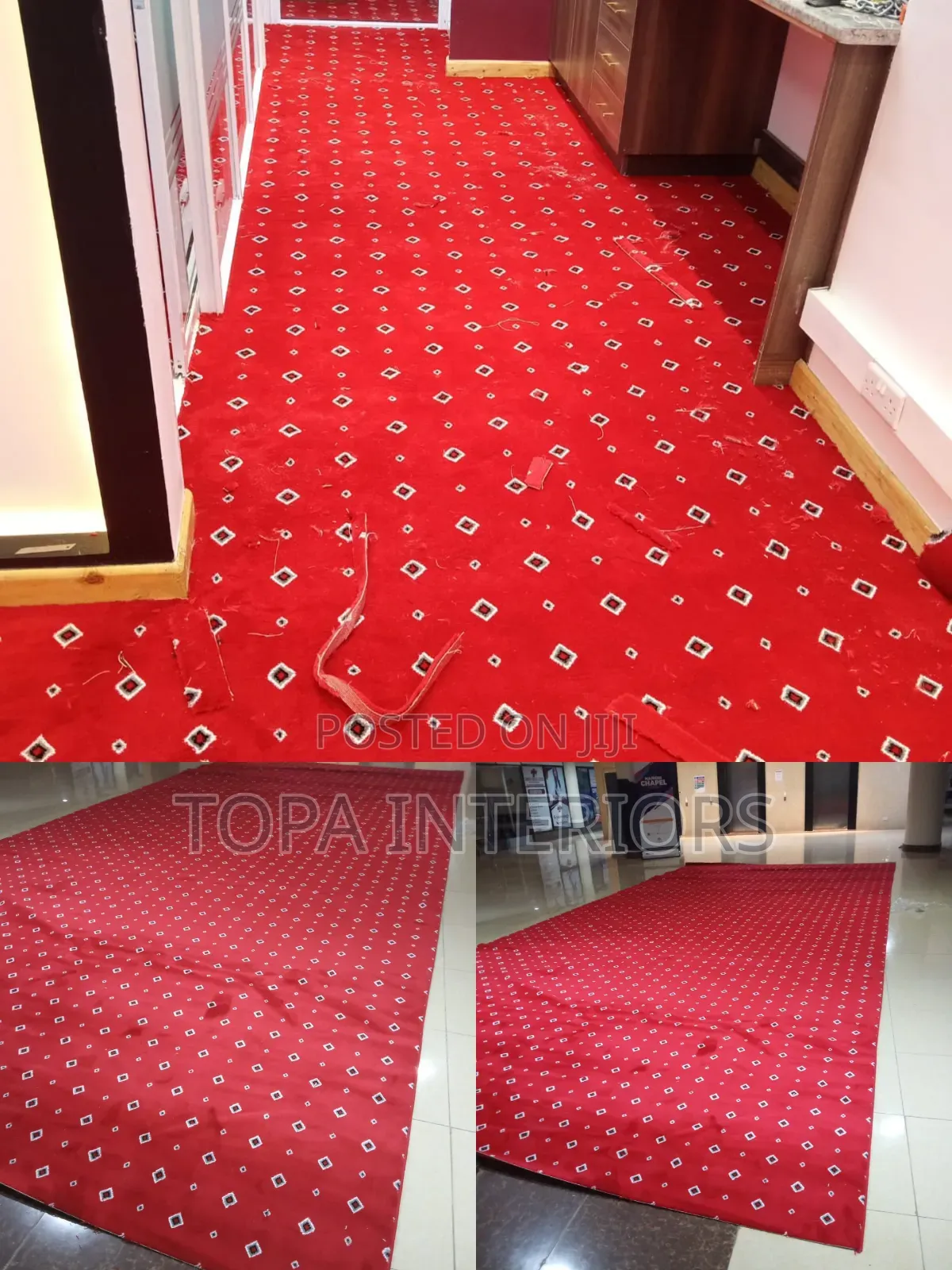 High Quality Dotted Red Executive Wall to Wall Flooring Office Carpets
